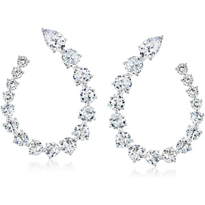 image:imageRossSimons RhodiumPlated FrontBack Hoop Earrings With 860 ct tw Czs