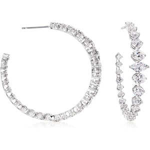 image:imageRossSimons RhodiumPlated InsideOutside Hoop Earrings With 540 ct tw Czs