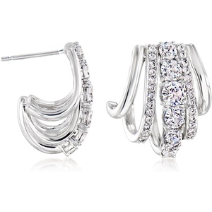 image:imageRossSimons RhodiumPlated MultiHoop Earrings With 200 ct tw Czs
