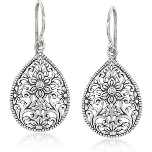 image:imageRossSimons Sterling Silver BaliStyle Floral Filigree Teardrop Earrings