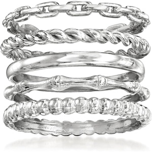 image:imageRossSimons Sterling Silver Jewelry Set 5 Stackable RingsNo Gemstone