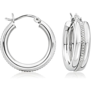 image:imageRossSimons Sterling Silver Striped Hoop Earrings
