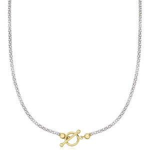 image:imageRossSimons Sterling Silver and 18kt Gold Over Sterling PopcornChain Toggle NecklaceNo Gemstone