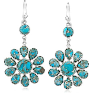 image:imageRossSimons Turquoise Flower Drop Earrings in Sterling Silver