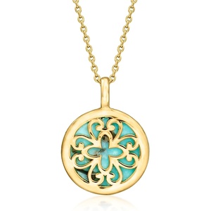 image:imageRossSimons Turquoise Reversible Pendant Necklace in 18kt Gold Over Sterling 18 inches