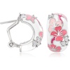 image:imageBelle Etoile Constellations Sakura Pink Enamel and 24 ct tw CZ HalfHoop Earrings in Sterling Silver