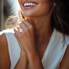 image:imageRossSimons 010 ct tw Diamond FleurDeLis Ring in Sterling Silver With 18kt Gold Over SterlingDiamond