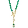 image:imageRossSimons 010 ct tw White Topaz and Green Enamel Champagne Bottle Charm in 18kt Gold Over Sterling