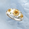 image:imageRossSimons 020 ct tw Chrome Diopside and 10 ct tw Citrine Flower Ring in Sterling Silver With 18kt Gold Over SterlingCitrine