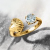 image:imageRossSimons 050 Carat Aquamarine Seashell OpenSpace Ring in 18kt Gold Over SterlingAquamarine
