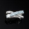 image:imageRossSimons 100 ct tw Aquamarine and 32 ct tw LabGrown Diamond Crisscross Ring in Sterling SilverAquamarine