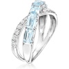 image:imageRossSimons 100 ct tw Aquamarine and 32 ct tw LabGrown Diamond Crisscross Ring in Sterling SilverAquamarine