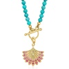 image:imageRossSimons 354mm Turquoise Bead CharmCompatible Toggle Necklace in 18kt Gold Over Sterlingstabilizedturquoise