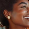 image:imageRossSimons 885mm Cultured Pearl Seashell Earrings With White Topaz in 18kt Gold Over Sterling