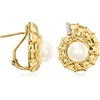 image:imageRossSimons 885mm Cultured Pearl Seashell Earrings With White Topaz in 18kt Gold Over Sterling