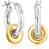 image:imageRossSimons Italian Sterling Silver and 18kt Gold Over Sterling Hoop Drop Earrings With Removable Discs