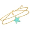image:imageRossSimons Italian Tagliamonte Light Blue Venetian Glass Starfish Anklet in 18kt Gold Over Sterling 9 inches
