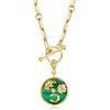 image:imageRossSimons Malachite Good Luck Charm With Single Peridot in 18kt Gold Over Sterling