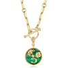 image:imageRossSimons Malachite Good Luck Charm With Single Peridot in 18kt Gold Over Sterling