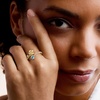 image:imageRossSimons Poinsettia FlowerDecember Birthstone Ring With 20 Carat Swiss Blue Topaz and Single LabGrown Diamond in 18kt Gold Over SterlingDiamond