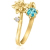 image:imageRossSimons Poinsettia FlowerDecember Birthstone Ring With 20 Carat Swiss Blue Topaz and Single LabGrown Diamond in 18kt Gold Over SterlingDiamond