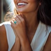 image:imageRossSimons Turquoise and 15 ct tw Diamond Ring in 18kt Gold Over SterlingCreated Turquoise