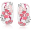 image:imageBelle Etoile Constellations Sakura Pink Enamel and 24 ct tw CZ HalfHoop Earrings in Sterling Silver