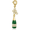 image:imageRossSimons 010 ct tw White Topaz and Green Enamel Champagne Bottle Charm in 18kt Gold Over Sterling