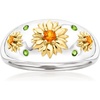 image:imageRossSimons 020 ct tw Chrome Diopside and 10 ct tw Citrine Flower Ring in Sterling Silver With 18kt Gold Over SterlingCitrine