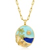image:imageRossSimons 026 ct tw MultiGemstone Beach Pendant Paper Clip Link Necklace in 18kt Gold Over Sterlingdiopside