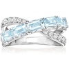 image:imageRossSimons 100 ct tw Aquamarine and 32 ct tw LabGrown Diamond Crisscross Ring in Sterling SilverAquamarine