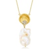 image:imageRossSimons 1316mm Cultured Baroque Pearl and Seashell Necklace With 40 ct tw White Topaz in 18kt Gold Over Sterling 18 inches