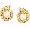 image:imageRossSimons 885mm Cultured Pearl Seashell Earrings With White Topaz in 18kt Gold Over Sterling