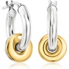 image:imageRossSimons Italian Sterling Silver and 18kt Gold Over Sterling Hoop Drop Earrings With Removable Discs