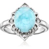 image:imageRossSimons Larimar Ring With Diamonds in Sterling SilverLarimar