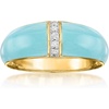 image:imageRossSimons Pastel Blue Enamel Dome Ring With Diamonds in 18kt Gold Over SterlingDiamond