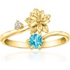 image:imageRossSimons Poinsettia FlowerDecember Birthstone Ring With 20 Carat Swiss Blue Topaz and Single LabGrown Diamond in 18kt Gold Over SterlingDiamond
