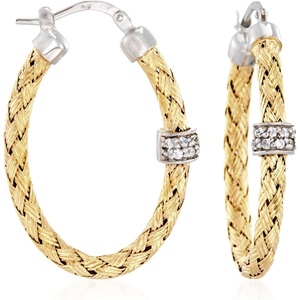 image:imageCharles Garnier Torino 20 ct tw CZ Oval Hoop Earrings in 2Tone Sterling Silver