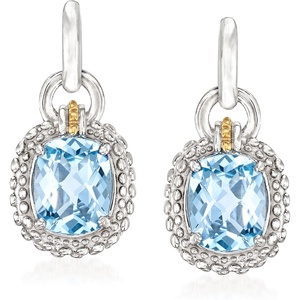 image:imagePhillip Gavriel Popcorn 600 ct tw Blue Topaz Drop Earrings in Sterling Silver With 18kt Yellow Gold