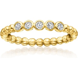 image:imagePure Collection by RossSimons 025 ct tw BezelSet LabGrown Diamond Beaded Ring in 18kt Gold Over SterlingDiamond