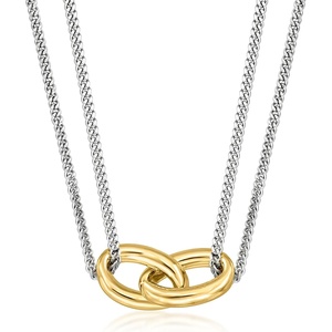 image:imagePure Collection by RossSimons Italian 18kt Gold Over Sterling and Sterling Silver Interlocking Oval Necklace 16 inches