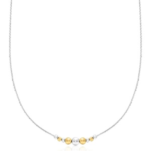image:imagePure Collection by RossSimons Italian Sterling Silver and 18kt Gold Over Sterling Graduated Bead Necklace 16 inches