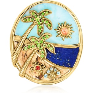 image:imageRossSimons 015 ct tw MultiGemstone Beach Ring in 18kt Gold Over SterlingDiopside