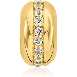 image:imageRossSimons 030 ct tw White Topaz Striped Bead Charm in 18kt Gold Over Sterling