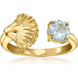 image:imageRossSimons 050 Carat Aquamarine Seashell OpenSpace Ring in 18kt Gold Over SterlingAquamarine