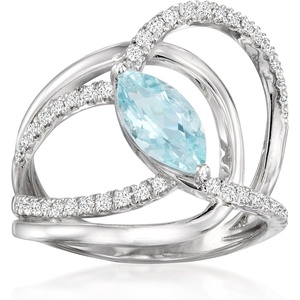 image:imageRossSimons 080 Carat Aquamarine Highway Ring With 36 ct tw LabGrown Diamonds in Sterling SilverAquamarine