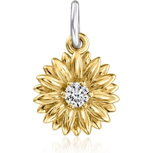 image:imageRossSimons 14kt Yellow Gold and Sterling Silver Sunflower Charm With Single LabGrown Diamond