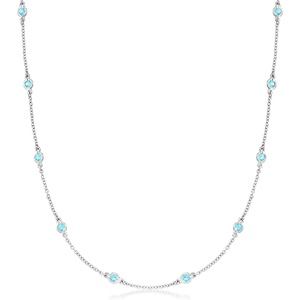 image:imageRossSimons 170 ct tw BezelSet Swiss Blue Topaz Station Necklace in Sterling SilverTopaz