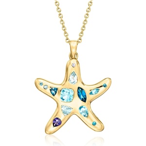 image:imageRossSimons 177 ct tw MultiGemstone Starfish Pendant Necklace in 18kt Gold Over Sterling 18 inches