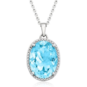 image:imageRossSimons 2000 Carat Swiss Blue Topaz Pendant Necklace in Sterling SilverTopaz